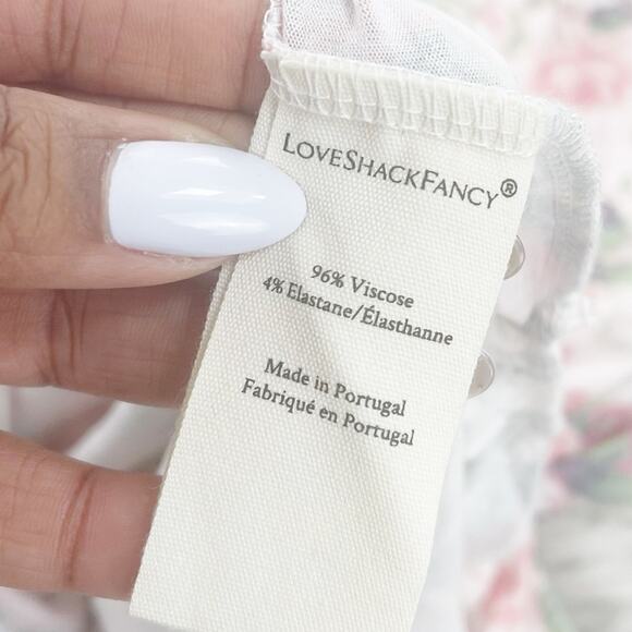 LoveShackFancy Women's Dalary Floral‎ Scoop Neck Puffed Sleeve Dress Size Medium - Picture 6 of 6